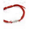 Polsera vermella de Creu de Caravaca de macramé i plata