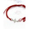 Pulsera roja de Nudo de Bruja de macramé y plata
