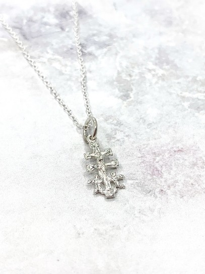 Mini Caravaca Cross Necklace in Silver