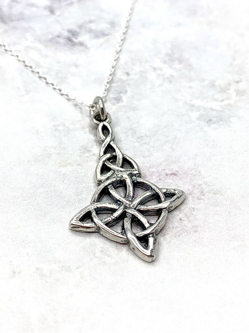 Witches Knot and Triskelion 'Angus' necklace in antique silver