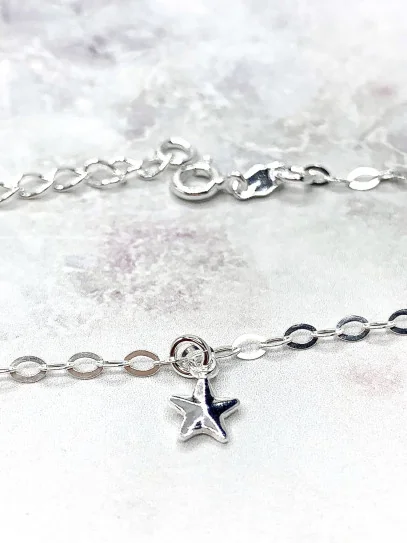 Silver 'Magic star' anklet