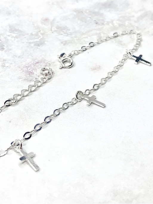 Tobillera Cruces de protección de plata