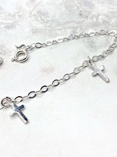 Tobillera Cruces de protección de plata