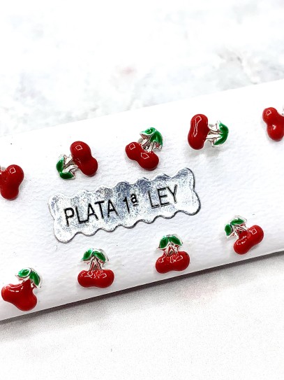 Cherry Earrings with Silver Screw Closure