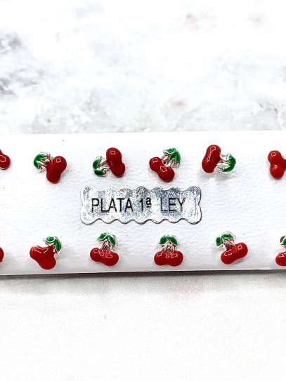 Cherry Earrings with Silver Screw Closure