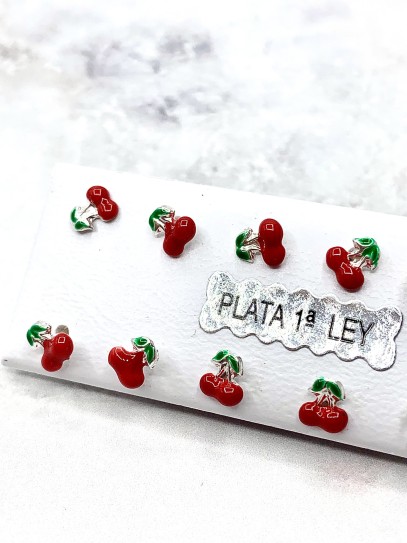 Cherry Earrings with Silver Screw Closure