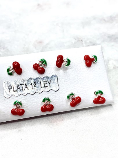 Cherry Earrings with Silver Screw Closure