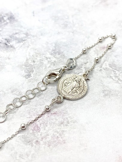 Polsera de Medalla de Sant Benet de plata