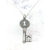 Saint Benedict Medal Key Necklace in Silver