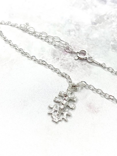 Silver Caravaca Cross Anklet - Powerful Talisman