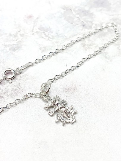 Silver Caravaca Cross Anklet - Powerful Talisman