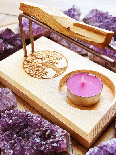 Suport cremador de Palo Santo i Sahumerio de fusta - Arbre de la Vida