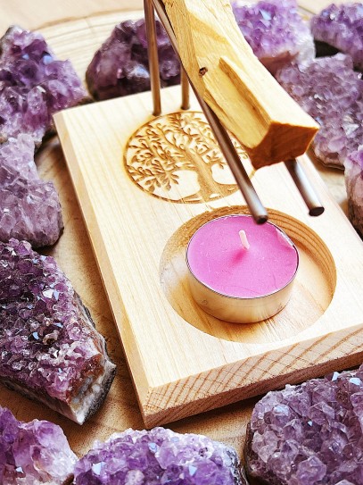Lignum vitae burner support and wooden - Tree of Life