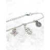 Triple protection silver bracelet: Witch's Knot, Caravaca Cross and Medal of Saint Benedict