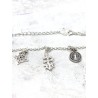 Triple protection silver bracelet: Witch's Knot, Caravaca Cross and Medal of Saint Benedict