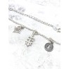 Triple protection silver bracelet: Witch's Knot, Caravaca Cross and Medal of Saint Benedict