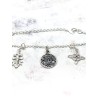 Pulsera triple protección de plata: Nudo de Bruja, Cruz de Caravaca y Tetragramatón