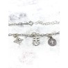 Triple protection silver anklet: Witch's Knot, Caravaca Cross and Medal of Saint Benedict