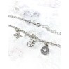 Triple protection silver anklet: Witch's Knot, Caravaca Cross and Medal of Saint Benedict