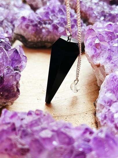 Péndulo curativo de Reiki de Turmalina negra - Protección