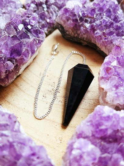 Péndulo curativo de Reiki de Turmalina negra - Protección