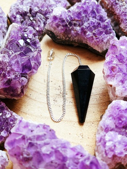 Péndulo curativo de Reiki de Turmalina negra - Protección