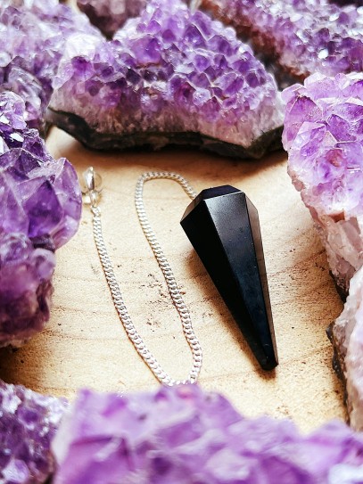 Péndulo curativo de Reiki de Turmalina negra - Protección