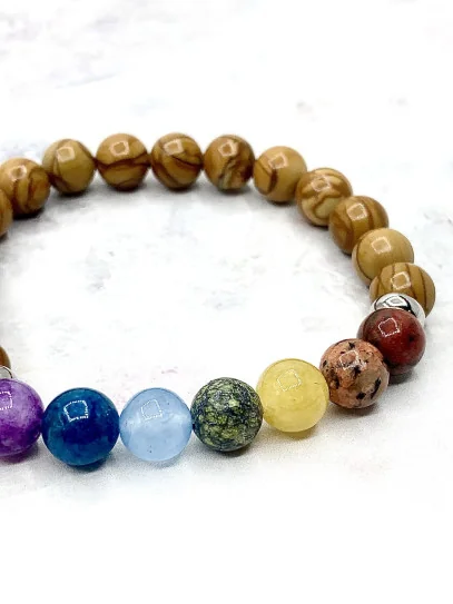 Polsera de Pal Sant amb els 7 Chakras 8 mm - Equilibri