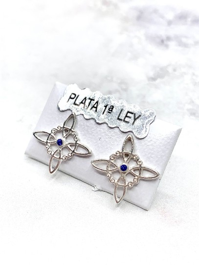 Pendientes 'Bridget' de Nudo Brujas y Topacio azul