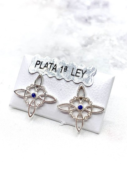 Pendientes 'Bridget' de Nudo Brujas y Topacio azul