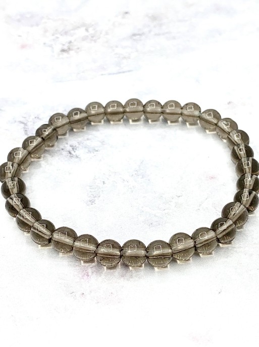 Pulsera 'Asha' de Cuarzo ahumado 6mm | Trabajo y protección