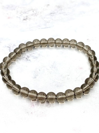 Pulsera 'Asha' de Cuarzo ahumado 6mm | Trabajo y protección