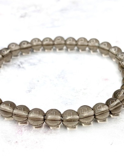 Pulsera 'Asha' de Cuarzo ahumado 6mm | Trabajo y protección