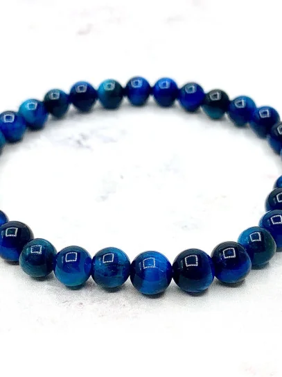 Polsera 'Asha' d'Ull de Tigre blau 6mm | Protecció i sort