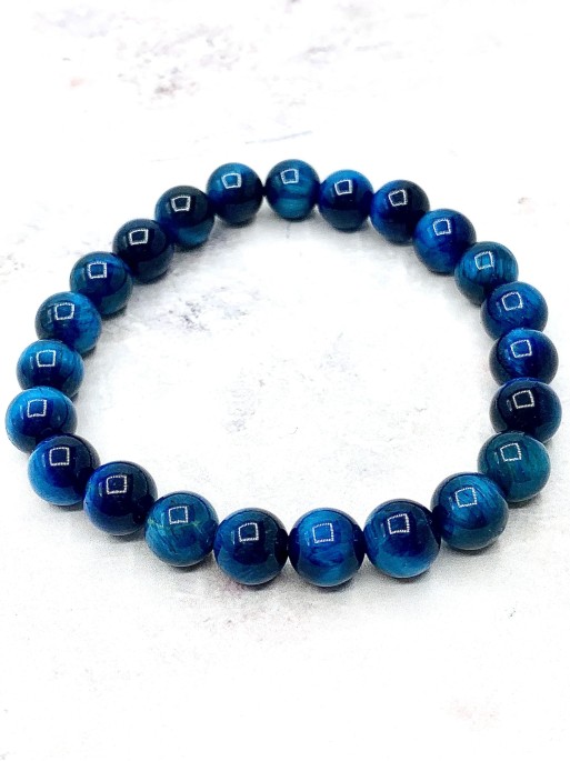 Blue Tiger Eye 'Asha' bracelet 8mm | Protection and luck