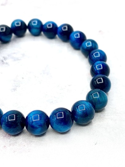 Blue Tiger Eye 'Asha' bracelet 8mm | Protection and luck