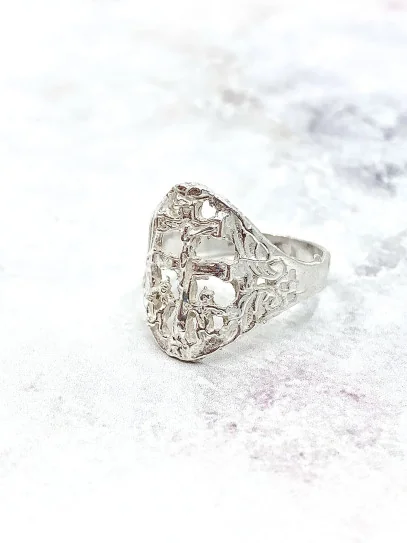 Anillo Cruz de Caravaca de plata