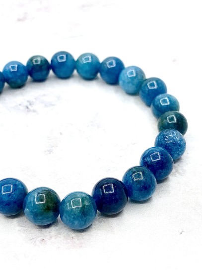 Pulsera 'Asha' de Apatito azul 8mm | Amistad y comunicación
