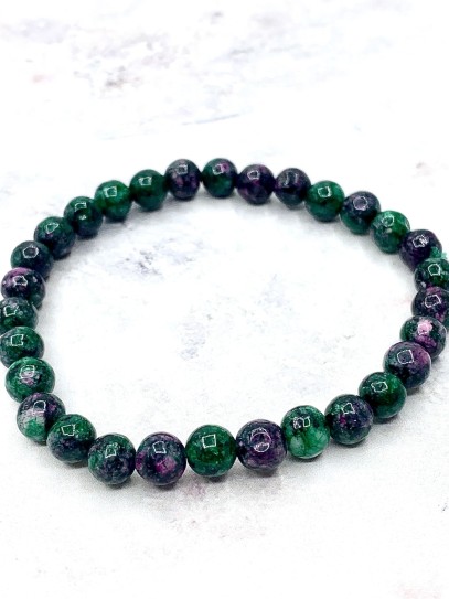 Zoisite and Ruby 'Asha' bracelet 6mm | Protection and abundance