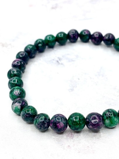 Zoisite and Ruby 'Asha' bracelet 6mm | Protection and abundance