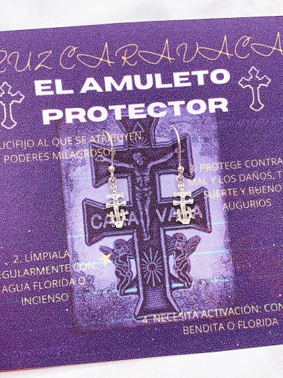 Pendientes de Cruz de Caravaca de plata | Protección
