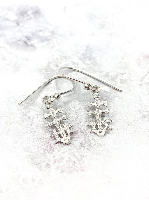 Pendientes de Cruz de Caravaca de plata | Protección