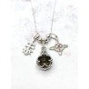 Collaret triple protecció de plata: Gotland Quars fumat mini, Nus de Bruixa i Creu de Caravaca