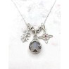 Collaret triple protecció de plata: Gotland Pedra lluna mini, Nus de Bruixa i Creu de Caravaca