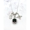 Collaret triple protecció de plata: Gotland Quars verd mini, Nus de Bruixa i Creu de Caravaca