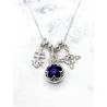 Triple protection silver necklace: Gotland Lapis lazuli Mini, Witches Knot and Caravaca Cross