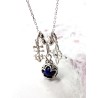 Triple protection silver necklace: Gotland Lapis lazuli Mini, Witches Knot and Caravaca Cross