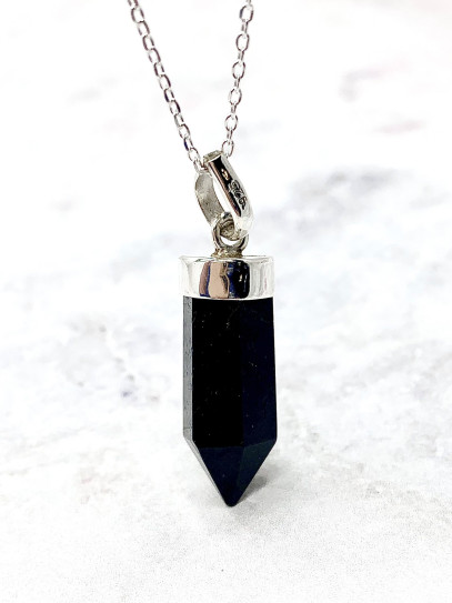 Collar punta de Turmalina negra grande | Protección y limpieza