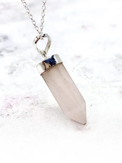 Large Rose Quartz Point necklace | Love and Self-Esteem