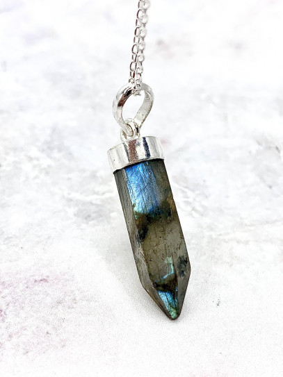 Collar punta de Labradorita grande | Protección e intuición
